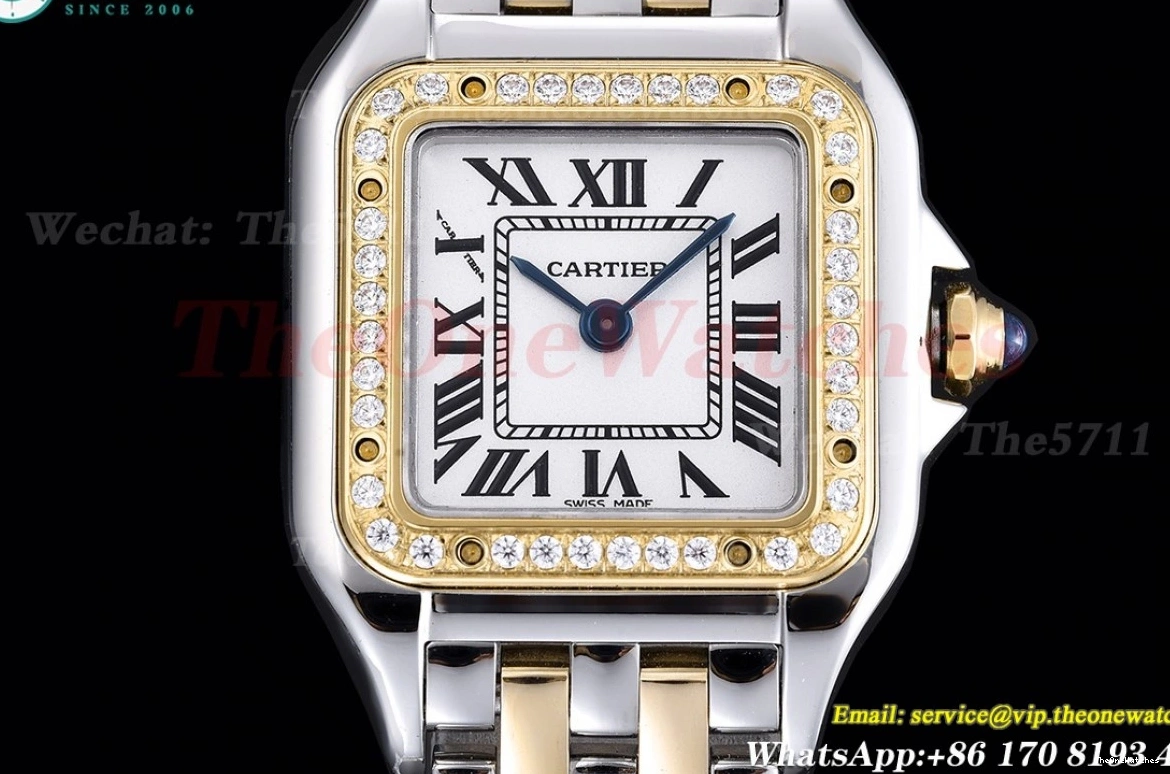 Dia YG SS Ladies White De Swiss 8848F Dial Secrete Panthere 22mm Qtz 0115